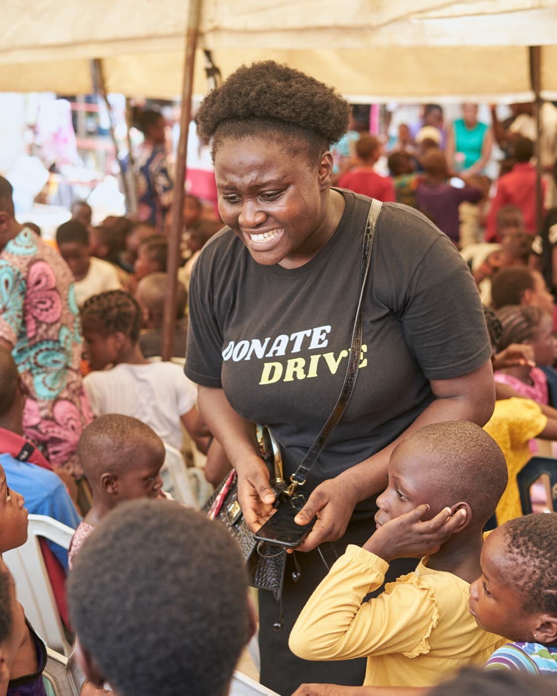 Volunteer with children